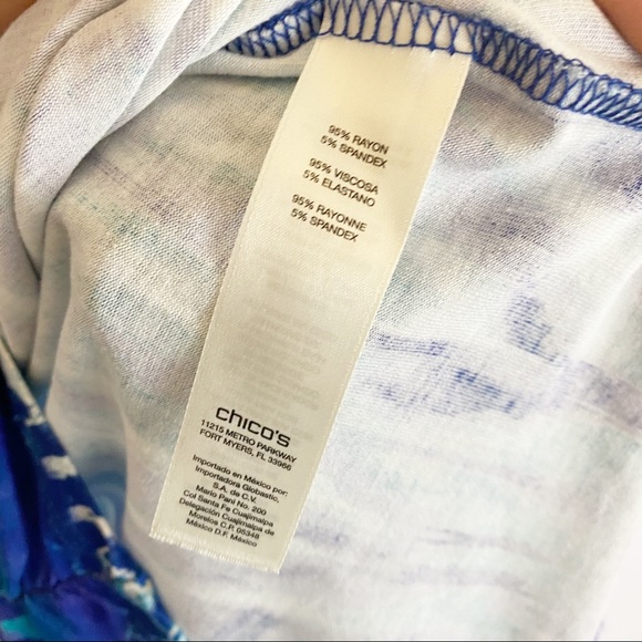 💋3/$20💋Chico’s Teal Blue Purple Paisley Artsy Blouse - Picture 6 of 6